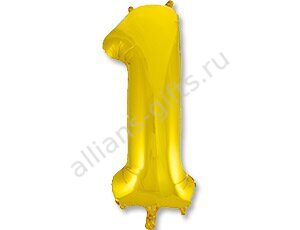 Шар цифра золото "1" 40"/102 см.